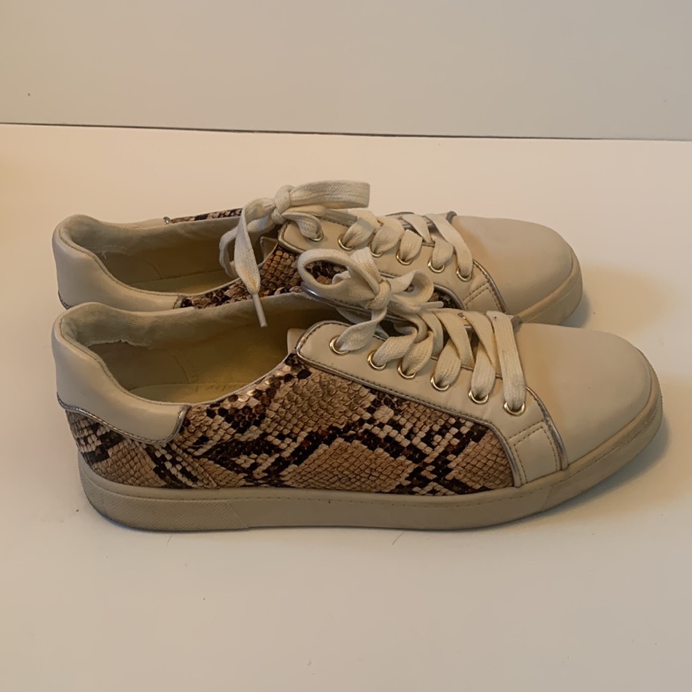 Circus by Sam Edelman Beige Snake-Print Low Top Sneakers